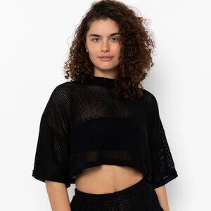 Los Angeles Apparel Mesh Mockneck Crop Top OS